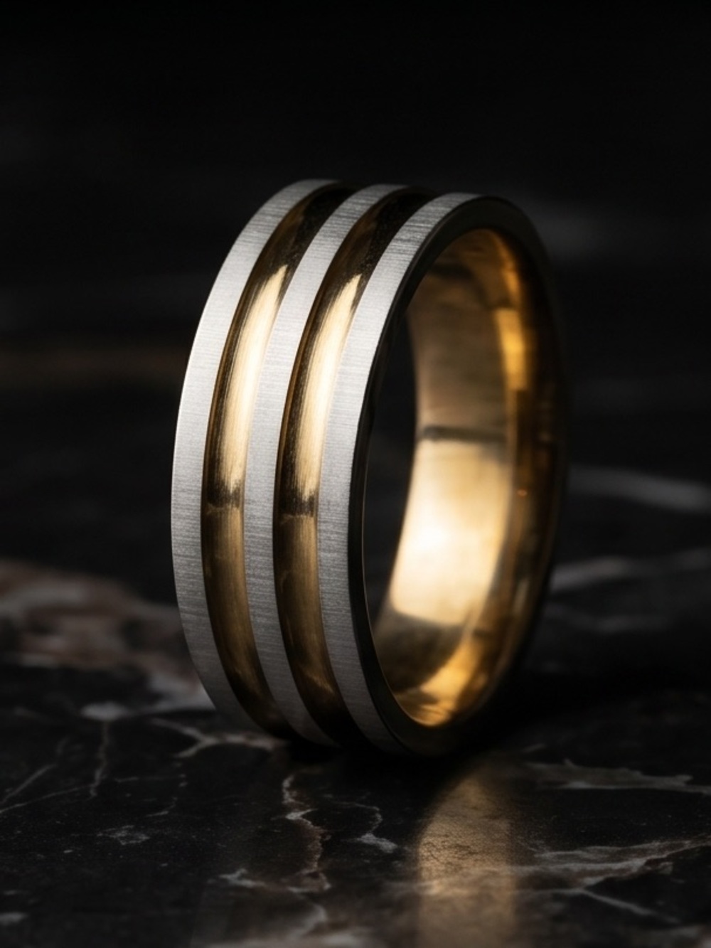 Men’s Dual Gold Silver Stainless Steel Wedding Band Size 11-1/2 NEW